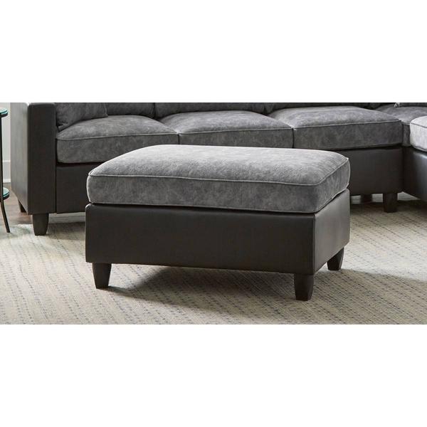 Coaster Pewter and Black Vinny Rectangle Upholstered Ottoman
