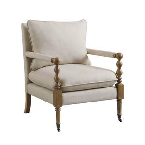 Coaster Upholstered Accent Chair with Casters - Beige/Dark Oak