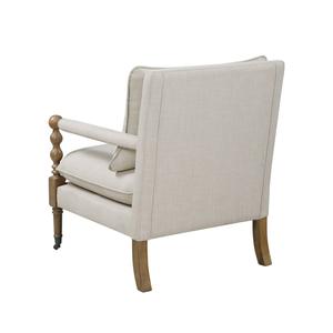 Coaster Upholstered Accent Chair with Casters - Beige/Dark Oak alternate view