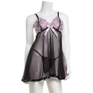 Womens Spree Intimates 2pc. Lace & Mesh Babydoll Set