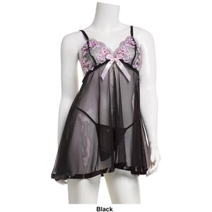 Womens Spree Intimates 2pc. Lace & Mesh Babydoll Set alternate view