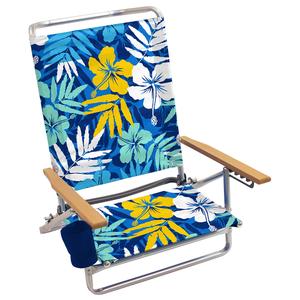 Lay-Flat 5-Position Beach Chair with Cup Holder