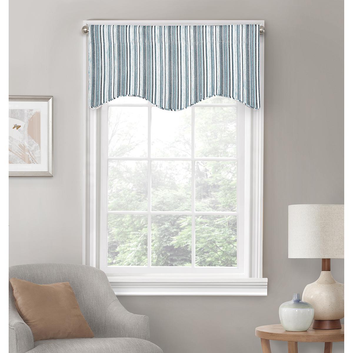 High Sierra Chenille Woven Stripe Scallop Valance - 50x16