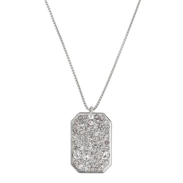 Steve Madden Pave ID Tag Pendant Slider Pendant Necklace alternate view