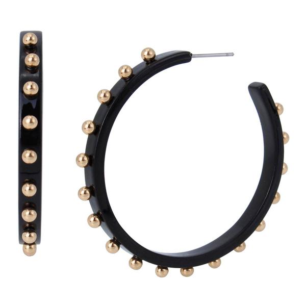 Steve Madden Resin Open Hoop Earrings w/ Metal Beads
