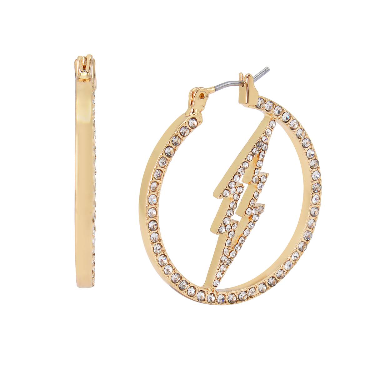 Steve Madden Gold Lightning Bolt Hoop Earrings