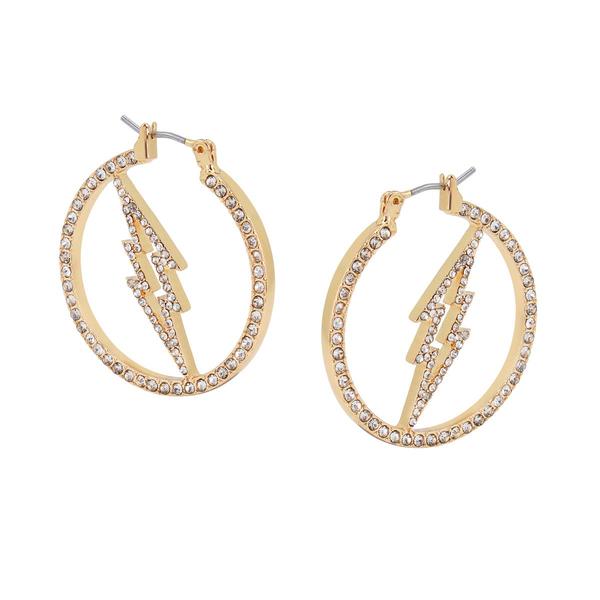 Steve Madden Gold Lightning Bolt Hoop Earrings alternate view