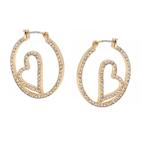 Steve Madden Pave Heart Hoop Earrings alternate view