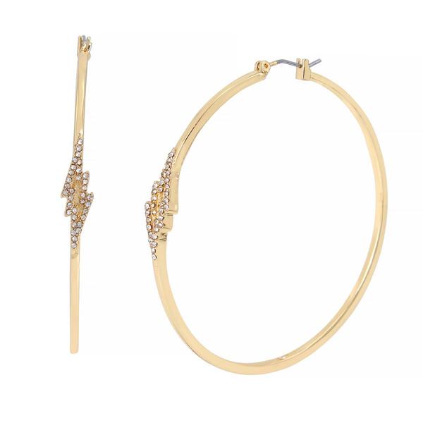 Steve Madden Pave Lightning Bolt Large Hoop Earrings