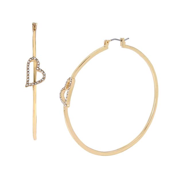 Steve Madden Pave Heart Large Hoop Earrings