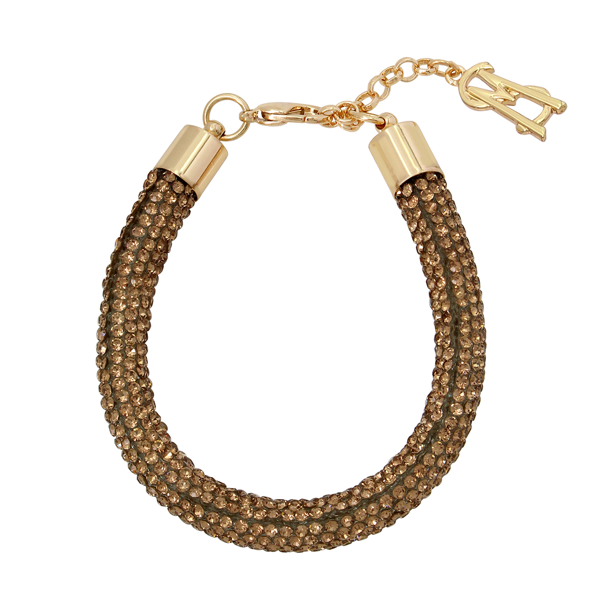 Steve Madden Glistening Gold Pave Rope Mesh Bracelet