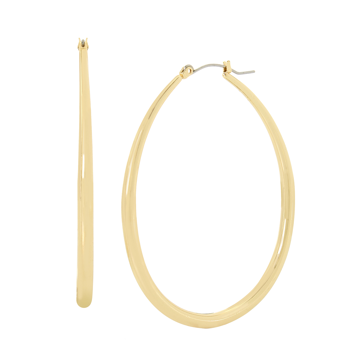 Steve Madden Gold Large Tube Oval Hoop Earrings