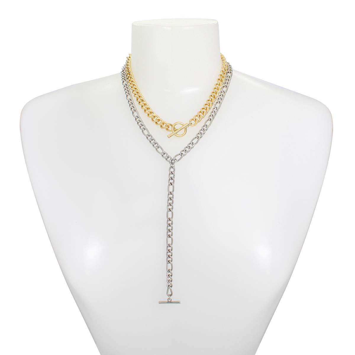 Steve Madden Two-Tone Multi Strand Chain Necklace