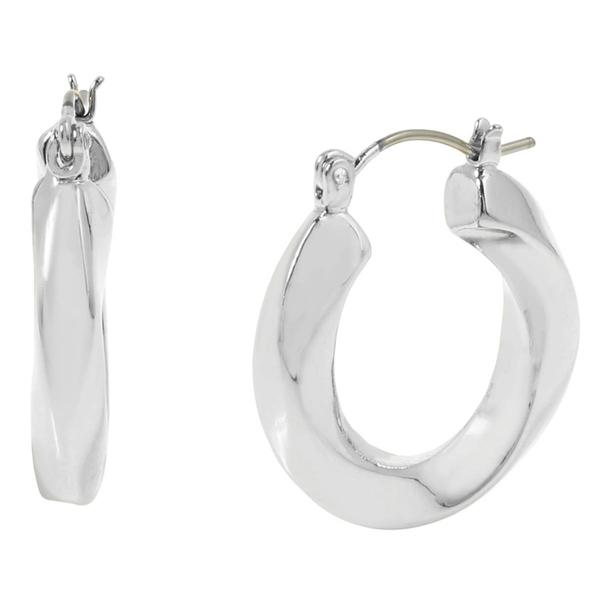 Steve Madden Silver Woven Twist Small Hoop Earrings