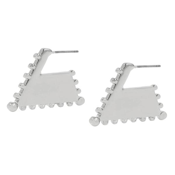 Steve Madden Silver Trapeze Beaded Hoop Earrings alternate view