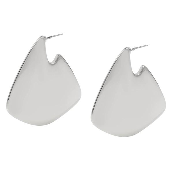 Steve Madden Geometric Silver Statement Hoop Earrings alternate view