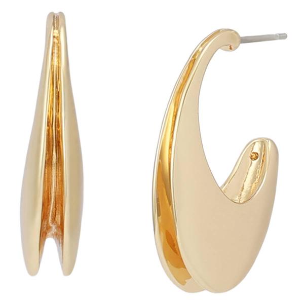 Steve Madden Gold Oval Flat Huggie Earrings