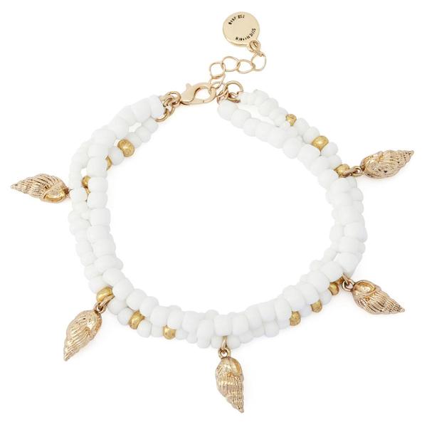 Steve Madden Vintage Luxe Shell Beaded Layered Bracelet