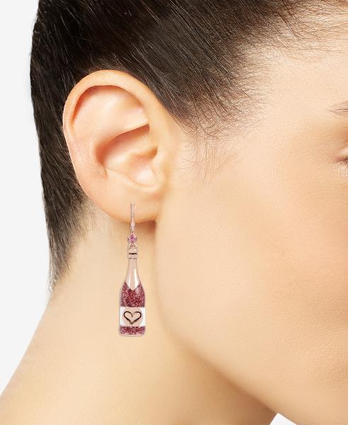 Betsey Johnson Rose Gold-Tone Mismatch Drop Earrings alternate view
