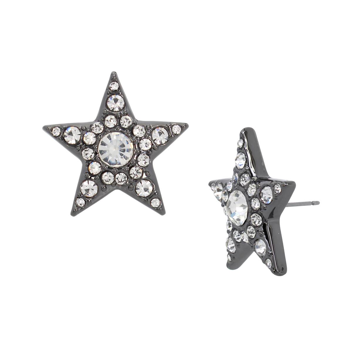 Betsey Johnson Pave Celestial Star Button Stud Earrings