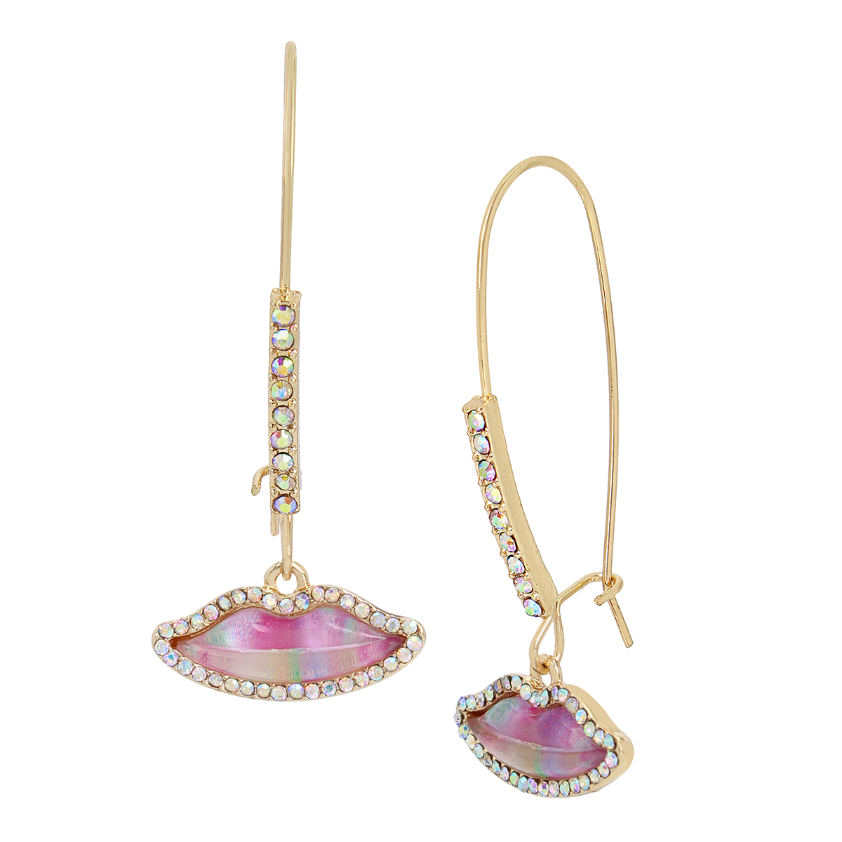 Betsey Johnson Minimal Stones & Lips Drop Earrings