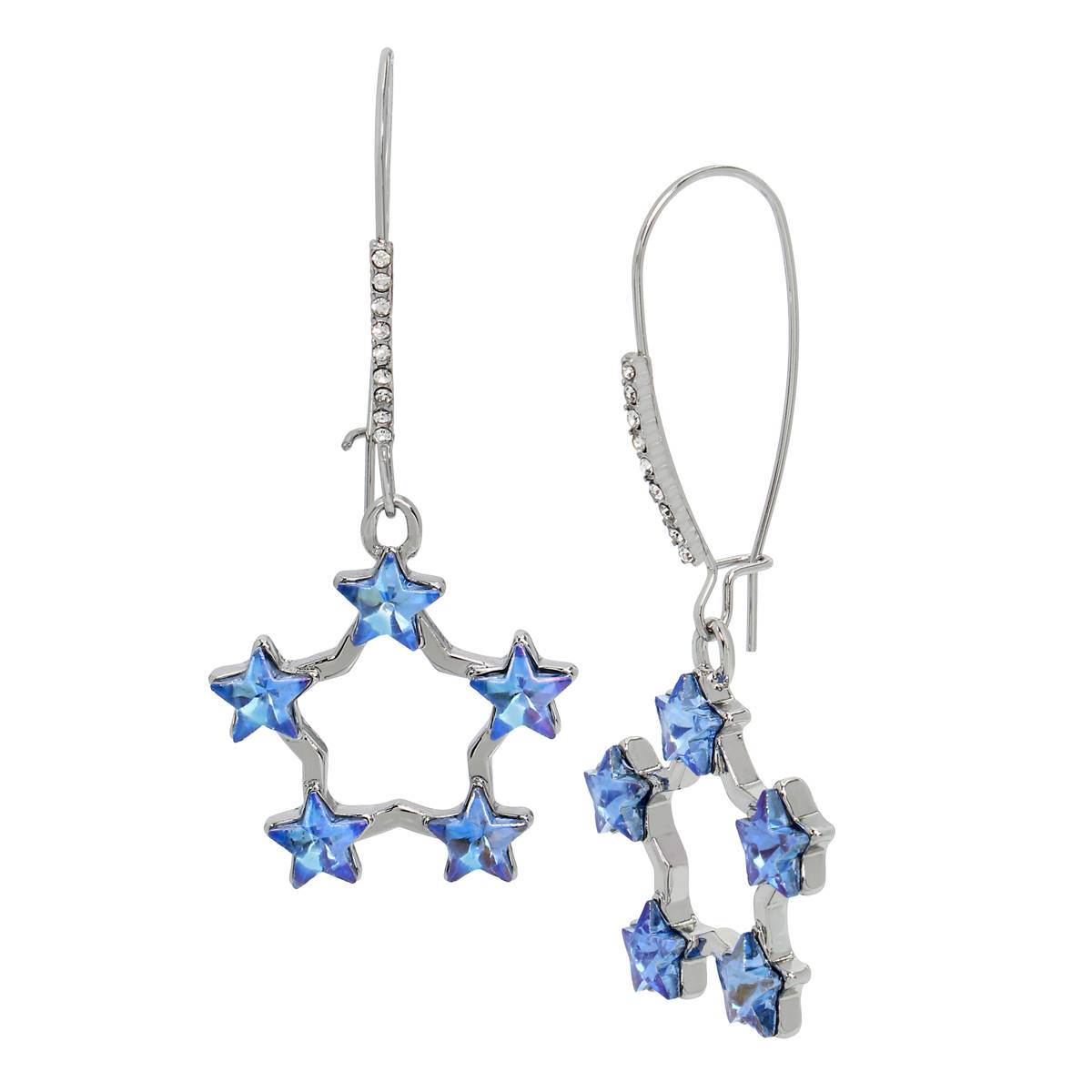 Betsey Johnson Open Star W/Smaller Stone Stars Dangle Earrings