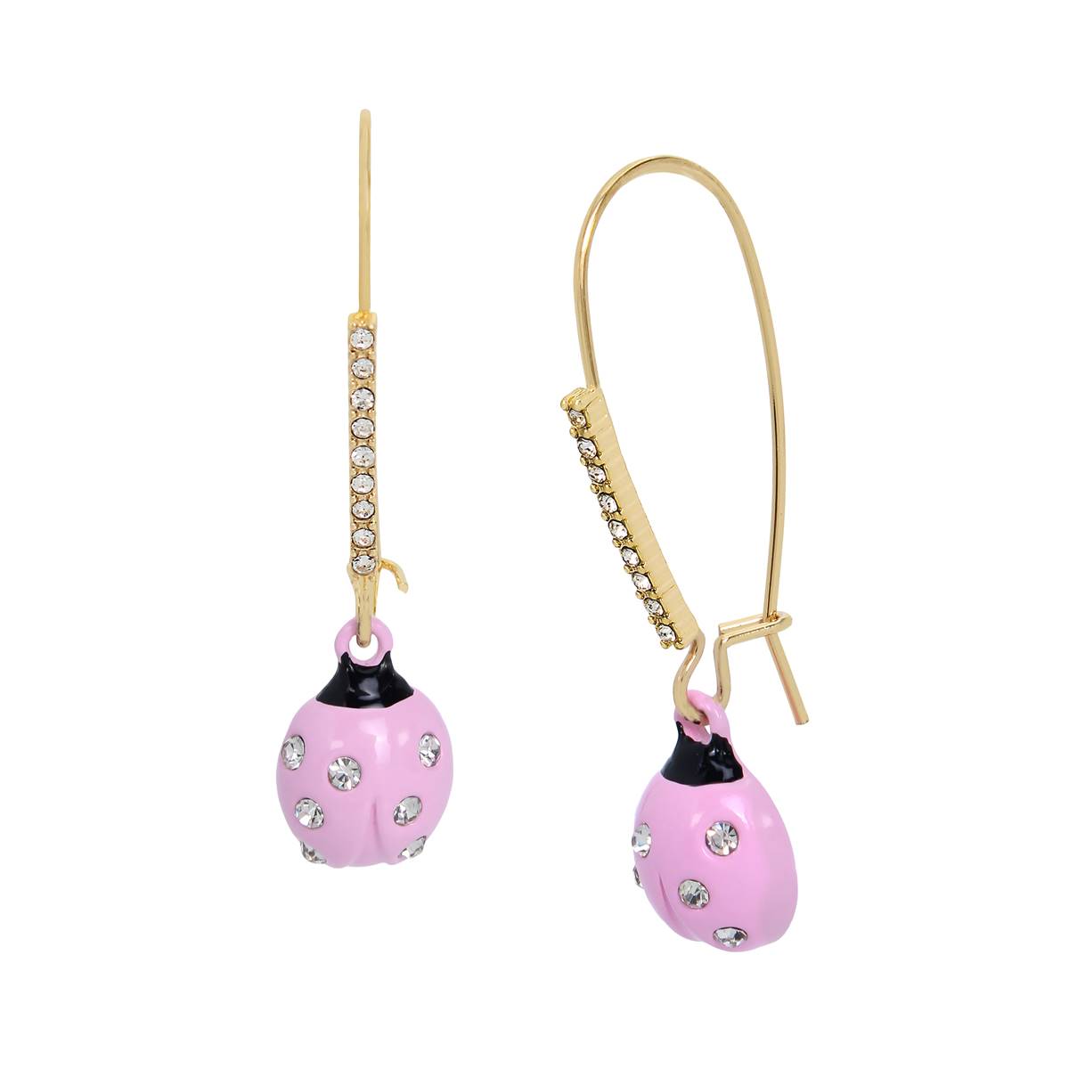 Betsey Johnson Ladybug Hoop Drop Earrings