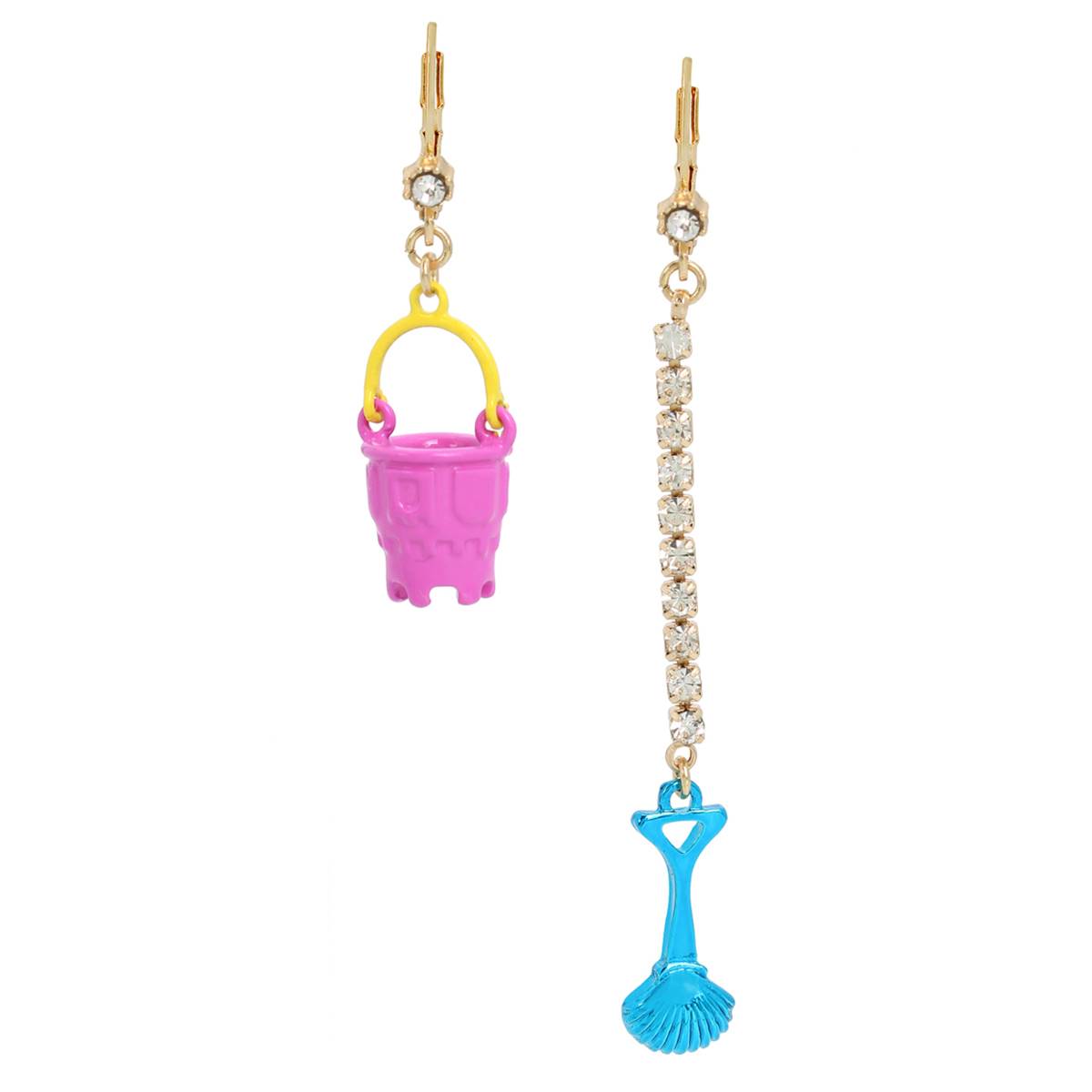 Betsey Johnson Seashell Shovel & Pail Mismatch Drop Earrings