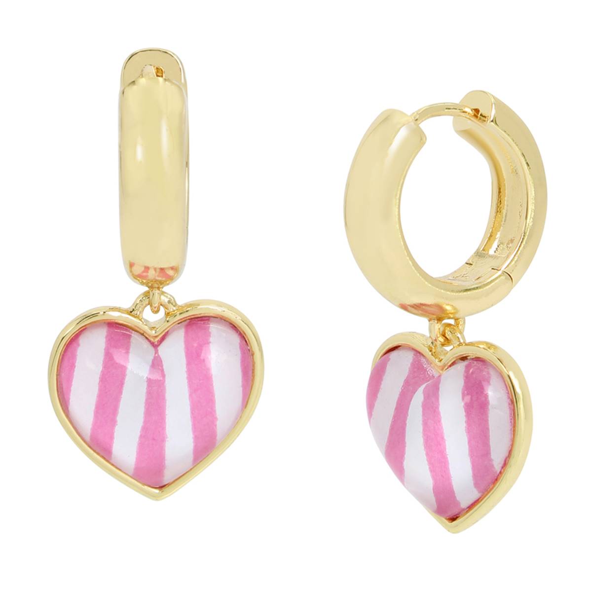 Betsey Johnson Heart Charm Huggie Hoop Earrings