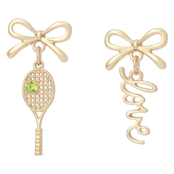 Betsey Johnson Tennis Racquet Love Mismatch Earrings