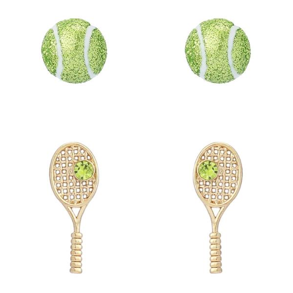 Betsey Johnson Tennis Racquet & Ball Duo Stud Earring Set