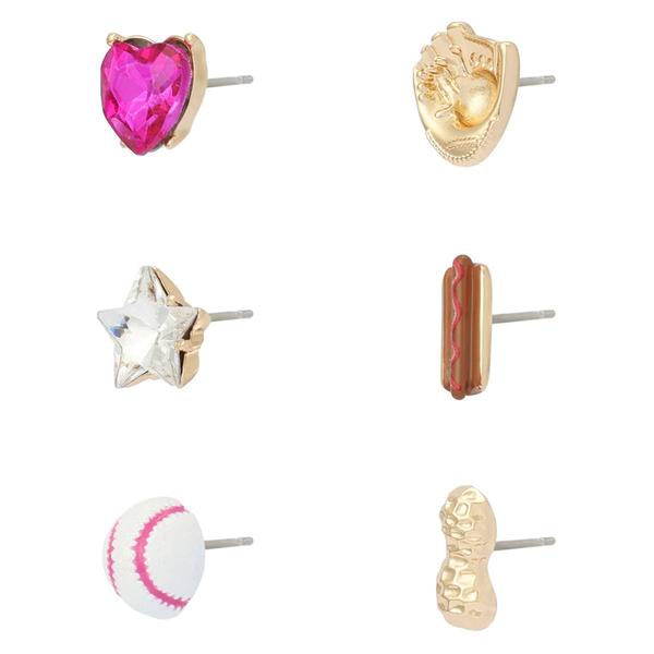 Betsey Johnson Baseball Single-Stud Earring Set alternate view
