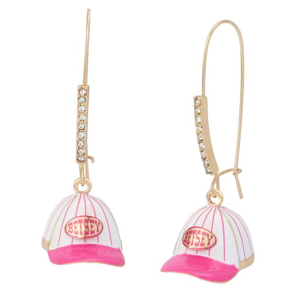 Betsey Johnson Baseball Cap Dangle Earrings
