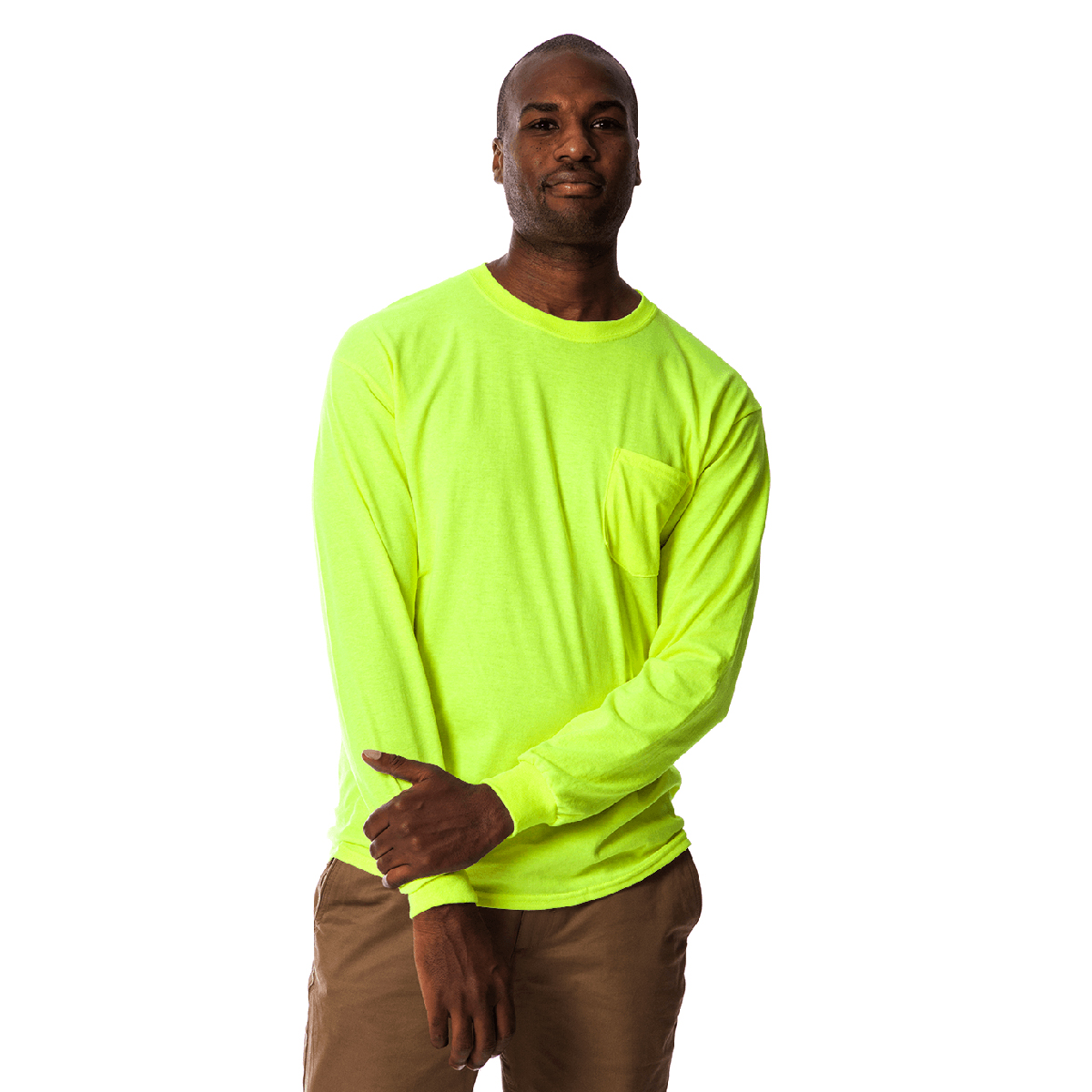 Mens Gildan(R) Pocketed Long Sleeve Crew Neck Tee