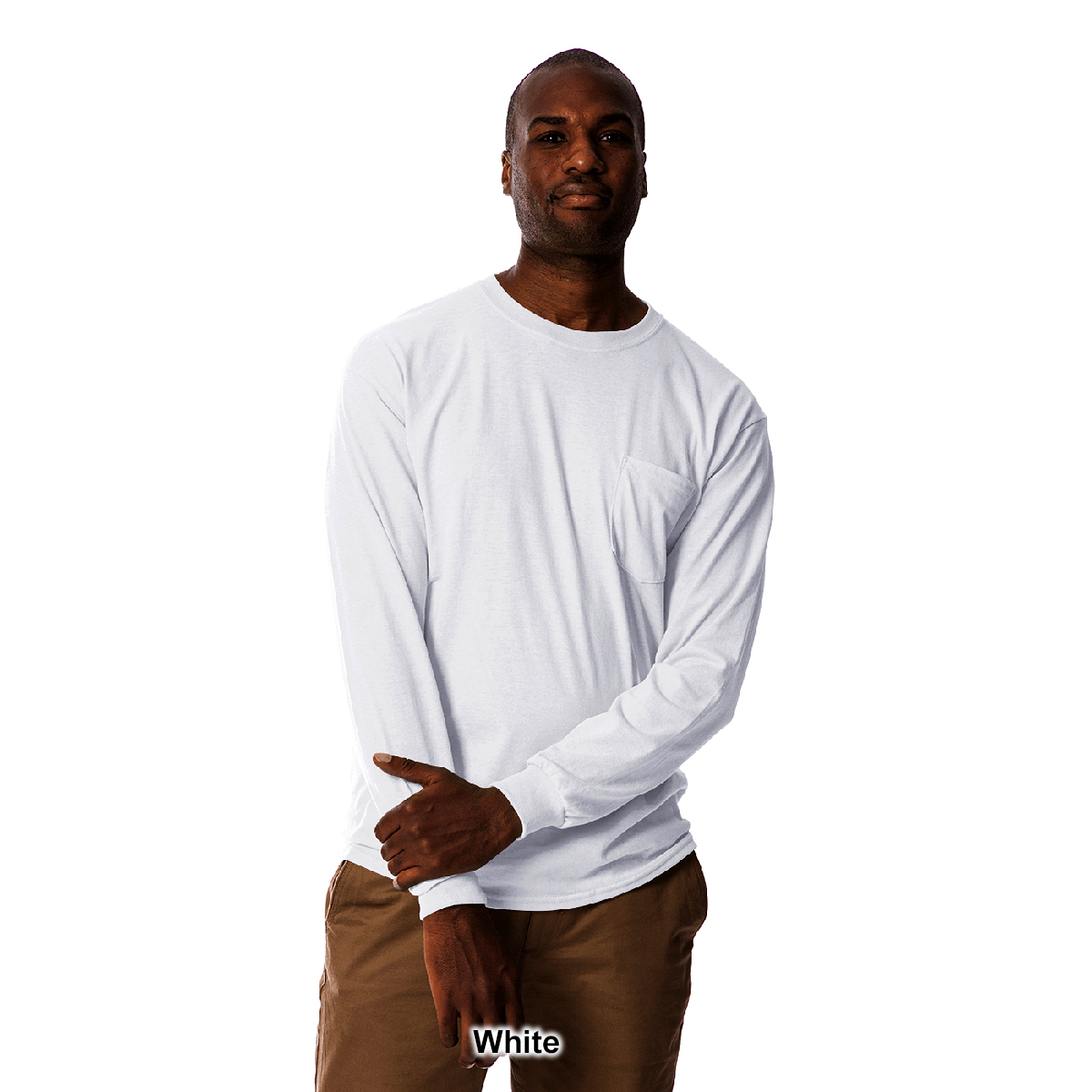 Mens Gildan(R) Pocketed Long Sleeve Crew Neck Tee