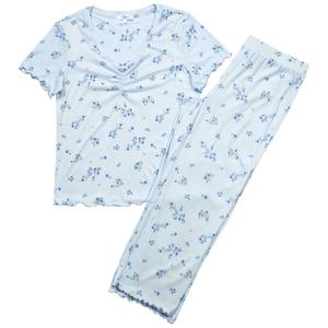 Womens Emily & Jane Lettuce Edge Floral  V-Neck Capri Pajama Set alternate view