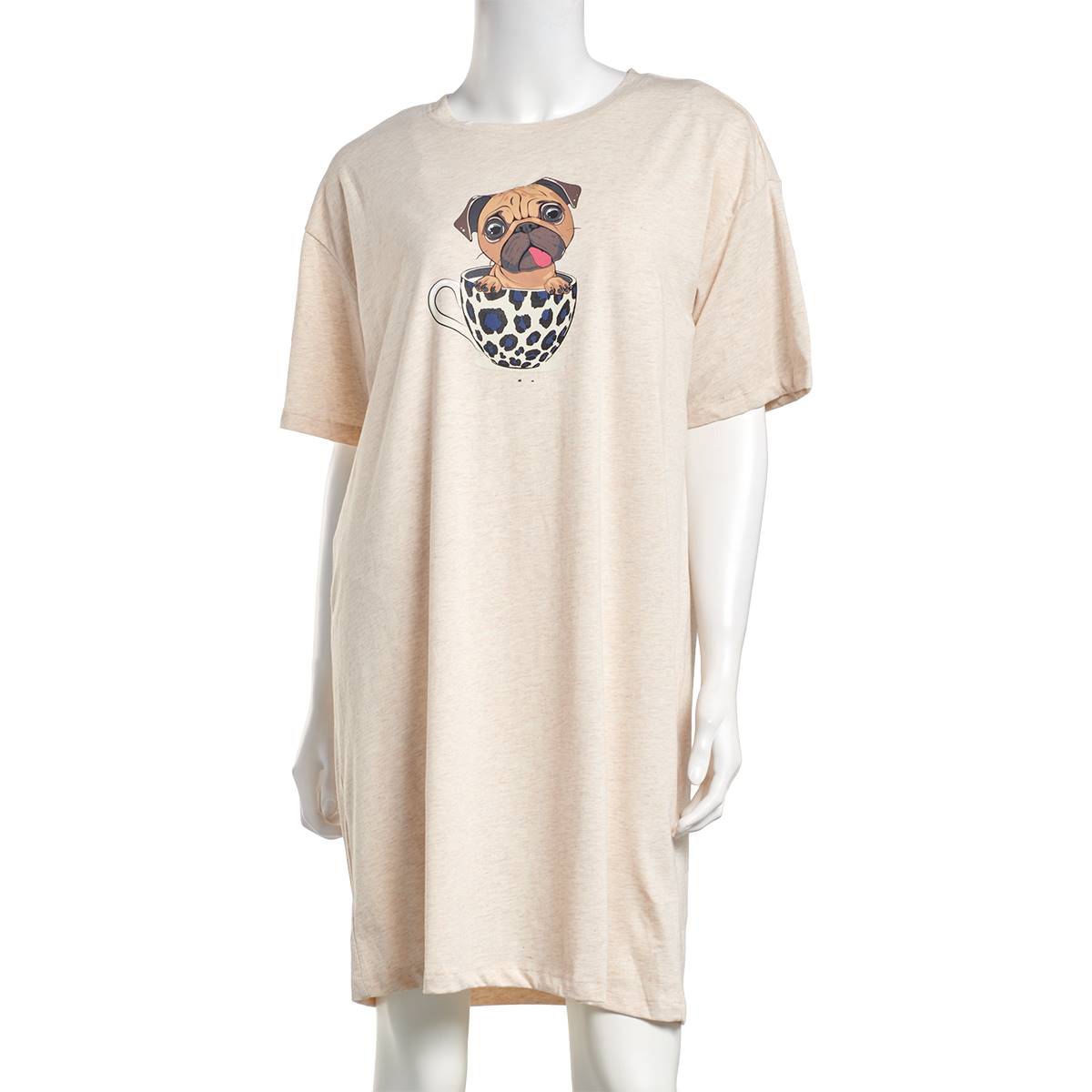 Womens Charmour Short Sleeve Pug In A Mug Boyfriend Nightshirt