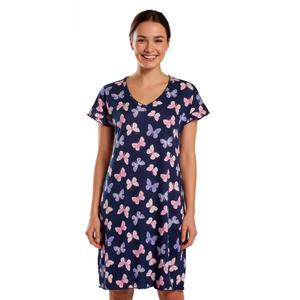 Womens Charmour Ruffled Short Sleeve Butterfly V-Neck Nightshirt alternate view