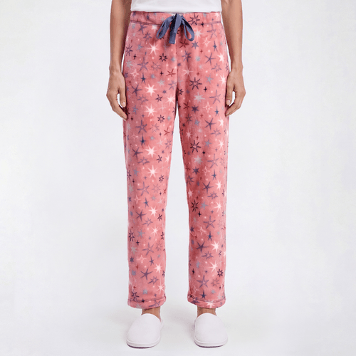 Womens Attraction De Nuit Pink Plush Pajama Bottoms