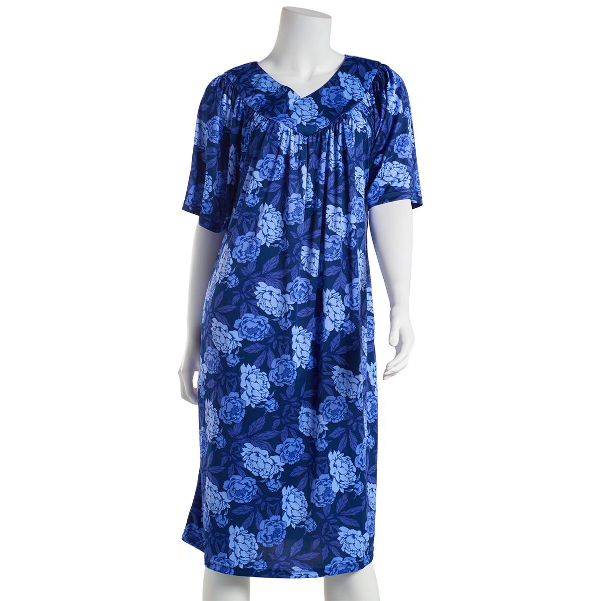 Womens Casual Time Elbow Sleeve Floral Nightshirt