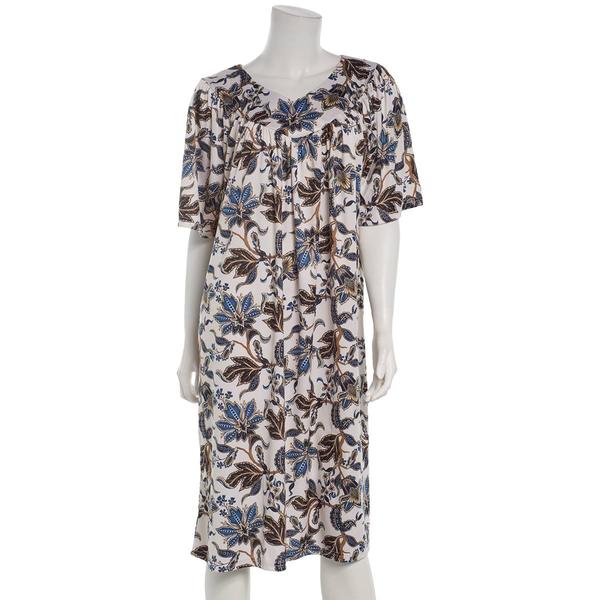 Womens Casual Time Short Sleeve Leaf Caftan Nightgown alternate view