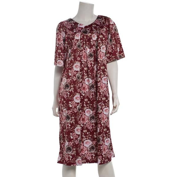 Womens Casual Time Short Sleeve Roses Caftan Nightgown