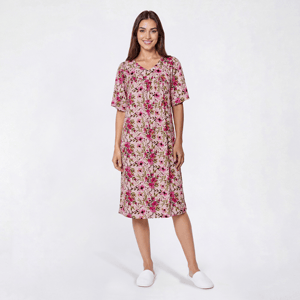 Womens Casual Time Short Sleeve Floral Caftan Nightgown
