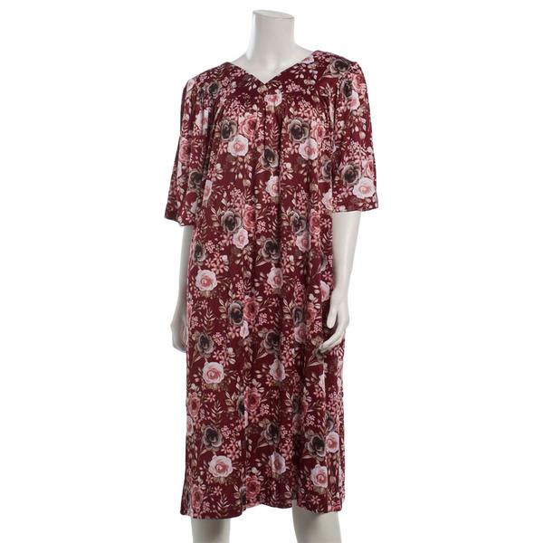 Plus Size Casual Time Short Sleeve Roses Caftan Nightgown alternate view
