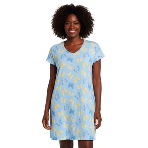 Plus Size Charmour Ruffled Short Sleeve Butterfly Nightshirt alternate view
