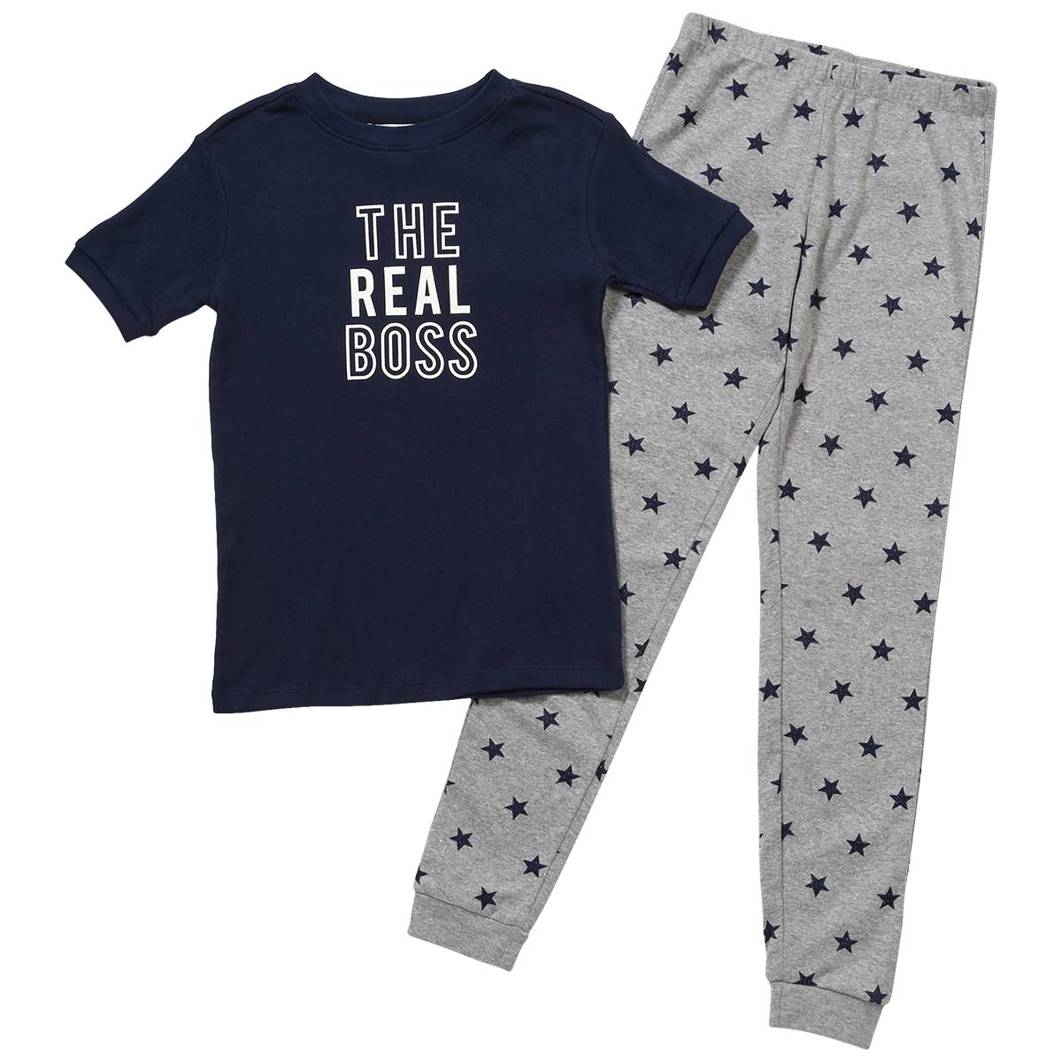 Boys Charmour Short Sleeve The Real Boss Jogger Pajama Set