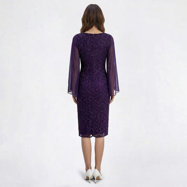 Womens Connected Apparel Chiffon Sleeve Eyelash Sheath Dress alternate view