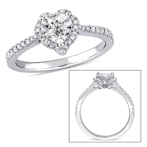 Laura Ashley(R) Sterling Silver 1/3ctw. Diamond Heart Ring