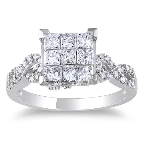 Loveblooms(tm) 10kt. White Gold Princess Cut Diamond Ring