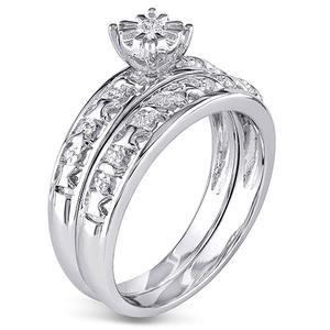 Loveblooms(tm) Sterling Silver Diamond Bridal Ring Set alternate view